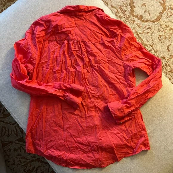 EUC Express Coral Button Down Shirt in Thin Cotton Sz L - Picture 5 of 5